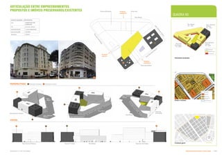 Volumetria proposta
Rua dos
Andradas
G= 30m
Rua General
Osório
G= 30m
Lgo. General
Osório
G= 15m
Rua Mauá
G= 15m
QUADRA 60
PERSPECTIVAS
Rua General Osório
Rua Mauá
Lgo. General Osório
Rua dos
Andradas
Lgo. General
Osório
Lgo. General
Osório
Rua
Mauá
Rua Mauá
Rua General Osório Rua dos Andradas
Rua Mauá
Rua do Triunfo Contexto geral









000
64.0
0013.00
0014.00
0
0
1
5
.
0
0
0
0
1
6
.
0
0
0
0
1
7
.
0
0
0
0
7
4
.
0
0
0010.00
0011.00
0012.00
0
0
1
8
0
0
1
0
00
0013.00
014.00
0
0
3
4
0035.00
0036.00
0009.00
0010.00
0011.00
0012.00
0
0
0
0
.
0
2
0135.00
0
0
0
1
.
0
0
0
0
3
9
.
0
0
0
0
3
8
.
0
0
0
0
0
0
.
0
1
0
0
3
5
.
0
0
0
0
3
4
.
0
0
0000.04
0
0
2
7
.
0
0
0
0
2
8
.
0
0
0
0
2
9
.
0
0
0
0
3
0
.
0
0
0031.00
0
0
0
0
.
0
5
0000.06
0026.00
0000.02
0022.00
0
0
2
1
.
0
0
0
0
2
0
.
0
0
0
0
1
9
.
0
0
0
1
3
3
.
0
0
0134.00
0
0
0
0
.
0
0
Lrg G
R
d
o
s
A
n
d
r
a
d
a
s
!
(
60
!
(
59
!
(
0
Áreas a renovar
Edificação a manter
Edificação tombada
ARTICULAÇÃO ENTRE EMPREENDIMENTOS
PROPOSTOS E IMÓVEIS PRESERVADOS/EXISTENTES
Residencial
Comercial
Gabarito
G
(
J
 
 
Nova edificação
Área permeável
Área livre
Acesso
pedestre
Acesso
pedestre
Acesso
veículo
L
g
o
.
G
e
n
e
r
a
l
O
s
ó
r
i
o
Rua
Gerneral Osório
R
u
a
d
o
s
A
n
d
r
a
d
a
s
Rua Mauá
VISTAS
DADOS QUADRA - (PROPOSTA)
uso residencial+não
residencial
CA 2,5 n.res / 6,0 res
estacionamento 1 nível subterrâneo
área construida 32.540m2
área livre 3.055m2

Intervenção
Parcial
Renovar
Quadra
Manter
Uso Público
Subproduto 5.1: PUE Consolidado Desenvolvimento Urbano: Preservação  +
 