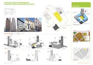 Rua General Osório
Rua do Triunfo

!

 Rua do Triunfo
Rua dos Gusmões
Rua dos
Protestantes
Rua dos Gusmões
Rua dos
Protestantes


!




R
u
a
d
o
s
P
r
o
t
e
s
t
a
n
t
e
s
Rua dos Gusm
ões
R
u
a
d
o
T
r
i
u
n
f
o
Área livre
Novo edificação
Área permeável
Acesso
veículos
Acesso
pedestres
Acesso
pedestres



!
Lgo. General Osório
PERSPECTIVAS
QUADRA 68
Contexto geral
VISTAS
Áreas a renovar
008
0040.00
0038.00
0039.00
004
004
004
00
00
0
0
0
9
6
.0
0
0001.00
0
0
3
6
.
0
0
0
0
9
8
.
0
0
0
0
1
8
.
0
0
0
0
1
9
.
0
0
0020.00
008.00
0
0
9
9
.
0
0
0
0
9
7
.
0
0
1001.00
0005.00
1002
.00
0009.00
0010.00
0011.00
0063.00
0064.00
0013.00
00
0
0
1
5
.
0
0
0016.00
0017.00
0
0
2
2
.
0
0
0
0
0
0
.
0
1
0
0
1
0
.
0
0
0
0
1
1
.0
0
0
0
1
2
.
0
0
0
0
1
3
.
0
0
0
0
1
4
.
0
0
0
0
2
7
.
0
0
1001.00
0057.00
0
0
0
4
9
.
0
0
0
0
5
0
.
0
0018.00
0019.00
0020.00
0021.00
0
0
2
3
.
0
0
0058.00
0059.00
0060.00
0061.00
0062.00
0
0
5
1
0
0
8
0010.00
0011.00
0012.00
0
0
2
4
.
0
0
0
0
2
5
.
0
0
0
0
2
6
.
0
0
0
0
2
8
.0
0
0
0
3
1
.
0
0
0
0
0
1
.
0
0
0002.00
0240.00
0005.00
0006.00
rg Gen Osório
R
d
o
s
P
r
o
t
e
s
t
a
n
t
e
s
R
d
o
T
r
i
u
n
f
o
e
Magalhães
R Mauá
!
(
69
!
(
67
!
(
77
!
(
06
!
(
68
Edificação a manter
Edificação tombada
ARTICULAÇÃO ENTRE EMPREENDIMENTOS
PROPOSTOS E IMÓVEIS PRESERVADOS/EXISTENTES
(
J
!
!
Lgo. General Osório Rua dos Gusmões Rua do Triunfo



Volumetria proposta
Rua do Triunfo
G= 30m
Rua dos Gusmões
G= 30m
Lgo. General Osório
G= 15m
Rua dos
Protestantes
G= 30m
Serviços
Comercial
Gabarito
G
!
  





DADOS QUADRA - (PROPOSTA)
uso não residencial
CA 2,5 n.res
estacionamento 1 nível subterrâneo
área construida 20.426m2
área livre 2.296m2
Intervenção
Parcial
Renovar
Quadra
Manter
Uso Público
Subproduto 5.1: PUE Consolidado Desenvolvimento Urbano: Preservação  +
 