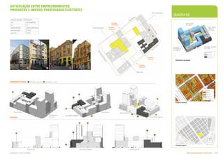 Volumetria proposta
Avenida
Rio Branco
G= 60m
Avenida Timbiras
G= 30m
Rua. Santa
Ifigênia
G= 15m
Rua Aurora
G= 30m
QUADRA 88
Contexto geral
PERSPECTIVAS
VISTAS
Rua Aurora Rua Aurora
Rua Timbiras
Avenida Rio
Branco
Rua Santa Ifigênia
Rua Santa Ifigênia
Áreas a renovar
0019.00
0000.05
0017.00
0015.00
0014.00
0
0
0
0
.
0
6
0
0
1
2
.
0
0
0
1
1
.0
0
0
.
0
0
0
0
0
0
0
.
0
4
0
0
0
0
.
0
2
0
1
5
9
.
0
0
0
1
7
0
.
0
0
0
1
7
1
.
0
0
0
1
7
2
.
0
0
0
1
7
3
.
0
0
0
1
7
4
.
0
0
0
1
7
5
.
0
0
0
1
7
6
.
0
0
0
1
7
7
.
0
0
0
1
7
8
.
0
0
0
1
7
9
.
0
0
0016.00
0000
0019.00
0018.00
0
0
0000.03
0051.00
0052.00
0053.00
0054.00
0075.00
0
0
7
7
.
0
0
0
0
7
6
.
0
0
0
0
0
9
.
0
0
0
0
0
7
.
0
0
0
0
0
5
.
0
0
0
0
0
6
.
0
0
0
0
0
0
.
0
1
0008.00
0009.00
0
0
1
0
.
0
0
03
0
0
7
4
.
0
0
0017.00
0045.00
0013.00
0265.00
0
2
6
7
.
0
0
0
2
6
4
.
0
0
0011.00
0010.00
0046.00
0044.0
0
2
2
6
.
0
0
0000.02
0000.03
0230.00
0001.00
0
0
1
3
.
0
0
0
0
1
4
.
0
0
0
0
1
5
.
0
0
0
0
0
0
.
0
4
0
0
1
8
.
0
0
0
2
1
5
.
0
0
0
2
1
9
.
0
0
0
0
1
6
.
0
0
0000.03
0
2
1
8
.
0
0
0
3
3
5
.
0
0
0
0
6
1
.
0
0
0
0
6
2
.
0
0
0
0
6
3
.
0
0
0
0
6
0
.
0
0
0244.00
0
0
0
1
.
0
0
0
0
0
2
.
0
0
0
2
6
3
.
0
0
0
0
0
0
.
0
4
0
0
0
8
.
0
0
0
0
1
0
.
0
0
0
1
0
2
3
1
.
0
0
0
3
3
6
.
0
0
R
dos Tim
biras
R
Aurora
!
(
89
!
(
93
!
(
88
!


Rua Aurora





 


!
!
Rua Timbiras

!
Rua Santa Ifigênia


!

Edificação a manter
Edificação tombada
ARTICULAÇÃO ENTRE EMPREENDIMENTOS
PROPOSTOS E IMÓVEIS PRESERVADOS/EXISTENTES
Serviços
Comercial
Gabarito
G
(
J
Novo edificação
Área livre
Área permeável
Acesso
veículo
Acesso
pedestre
Acesso
pedestre
Acesso
pedestre


!
A
v
e
n
i
d
a
R
i
o
B
r
a
n
c
o
R
u
a
S
a
n
t
a
I
f
i
g
ê
n
i
a
Rua Aurora
Rua
Tim
biras

DADOS QUADRA - (PROPOSTA)
uso não residencial
CA 4.0
estacionamento 2 níveis subterrâneo
área construida 22.547m2
área livre 2.415m2
Intervenção
Parcial
Renovar
Quadra
Manter
Uso Público
Subproduto 5.1: PUE Consolidado Desenvolvimento Urbano: Preservação  +!
 