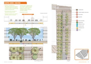 '# % ,'#
Metros
0 2 4 6 8
Metros
0 2 4 6 8
2,5m
1,5m
2,0m
32m
32m
9,6m 9,9m
7,0m
4,5m
5,5m
11m 10,5m
P3
L2
M1
V1
V2
T1
U3
U2
U4
U1
Subproduto 5.1: Pue Consolidado Diretrizes do Espaço Público  !
LIXEIRAS (NORMAL E RECICLADO)
ILUMINAÇÃO NOVA
GOLA DE ÁRVORES
PAVIMENTAÇÃO
BANCO
JARDINS DE CHUVA
CISTERNA VERDE
ARBORIZAÇÃO
BICICLETÁRIO
BALIZADOR
CÁSPER LÍBERO | BULEVAR
CONDIÇÃO EXISTENTE
 Superficie compartilhada com
pavimentação uniforme para intensificar
a conexão de pedestre entre estação da
Luz de trem e metro e a entrada principal
da quadra de entretenimento;
 Infra-estrutura verde com jardins de
retardamento de água de chuva;
 Separação de pedestres com ciclistas e
automóveis através de balizadores,
marcação de piso e jardineiras, como
leito carroçável e calçada em mesma
cota de nível. O intuito é aumentar a
atenção do motorista, reduzir a
velocidade de tráfego e evidenciar a
prioridade ao pedestre;
 Implantação de ciclovia
SOLUÇÃO PROPOSTA
LOCALIZAÇÃO
 
