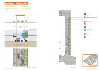 2,3m 2,2m
3,00m
3,00m
8,5m
7,0m
13,0m
13,0m
P4
L2
V2
U1
U2
U4
T2
M1
6m
3m
12m
Metros
0 3 6 9 12
'# % ,'#
Metros
0 3 6 9 12
Subproduto 5.1: Pue Consolidado Diretrizes do Espaço Público  .
RUA TIMBIRAS | MINI ANEL VIÁRIO
LIXEIRAS (NORMAL E RECICLADO)
ILUMINAÇÃO
GOLA DE ÁRVORE
PAVIMENTAÇÃO
BANCOS
CISTERNA VERDE
ARBORIZAÇÃO
BICICLETÁRIO
 Arborização para sombreamento
 Cisternas verdes para gerenciamento
hídrico
 Nova iluminação
 Ampliação das calçadas;
 Nova pavimentação.
SOLUÇÃO PROPOSTA
CONDIÇÃO EXISTENTE
LOCALIZAÇÃO
 