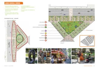P5
L3
M1
T5
U3
U2
U4
U1
EXEMPLOS DE UTILIZAÇÃO DO ESPAÇO PÚBLICO
Subproduto 5.1: Pue Consolidado Diretrizes do Espaço Público  -
Rua
Mauá
R
E
S
T
A
U
R
A
N
T
E
S
PASSE
IO
CULTUR
AL
 Parte da Rua Mauá será ocupada por
calçadas que se interligam com o Largo;
 Um ponto de encontro adequado para
permanência ao ar livre, defronte ao
passeio cultural;
 Um local de sombra criado a partir de
farta arborização, formando um “oásis”
verde;
 Um local para exibições e
intervenções artísticas permanentes e
temporárias.
 Nova arborização com manutenção da
existente
BALIZADORES
LIXEIRAS
ILUMINAÇÃO
GOLA DE ÁRVORE
PAVIMENTAÇÃO
BANCOS
PLANTIO DE ÁRVORES E FORRAÇÃO
BICICLETÁRIO
JARDIM
ESCULTURAS
LARGO GENERAL OSÓRIO
LOCALIZAÇÃO
Metros
0 2 4 6 8
DISTRIBUIÇÃO DE USOS - DIAGRAMA
Árvores mantidas
 