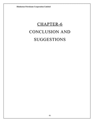 Hindustan Petroleum Corporation Limited
CHAPTER-6CHAPTER-6
CONCLUSION ANDCONCLUSION AND
SUGGESTIONSSUGGESTIONS
46
 