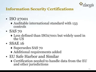 Sas 70 Information Security in the eDiscovery Process | PPTX