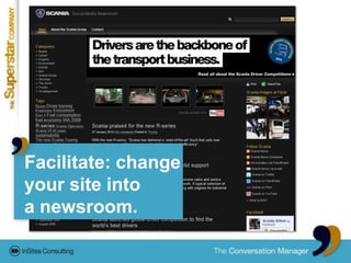 Facilitate: changeyour site intoa newsroom.<br />