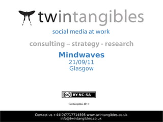Mindwaves 21/09/11 Glasgow Contact us +44(0)7717714595 www.twintangibles.co.uk [email_address] twintangibles 2011 social media at work consulting – strategy - research 