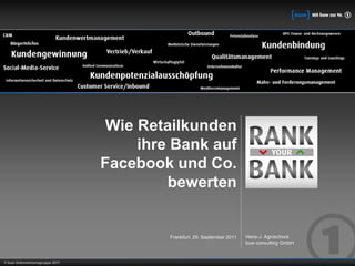 Wie Retailkundenihre Bank auf Facebook und Co. bewerten Hans-J. Agnischock buw consulting GmbH Frankfurt, 29. September 2011 