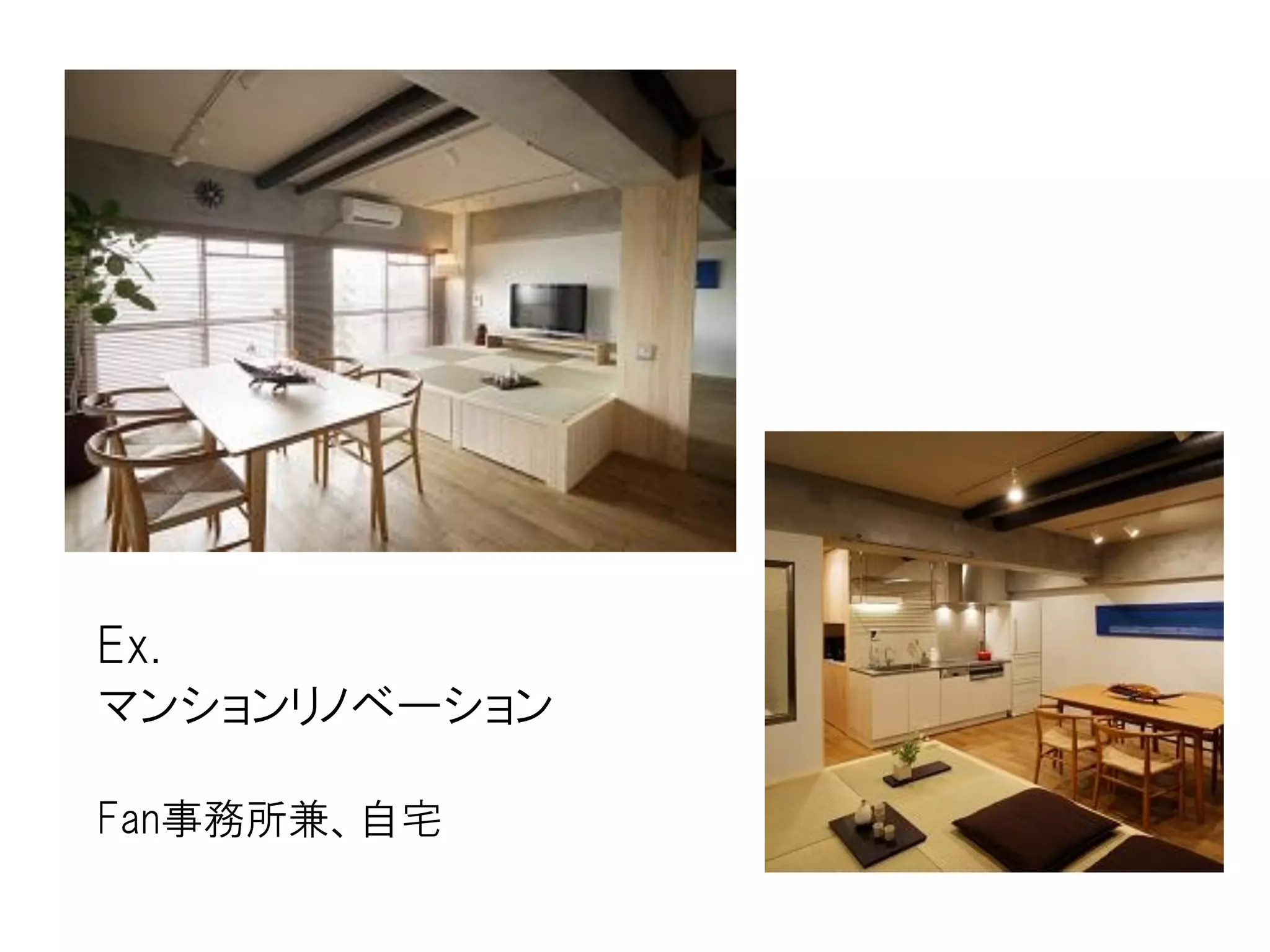 Ex.
マンションリノベーション

Fan事務所兼、自宅
 