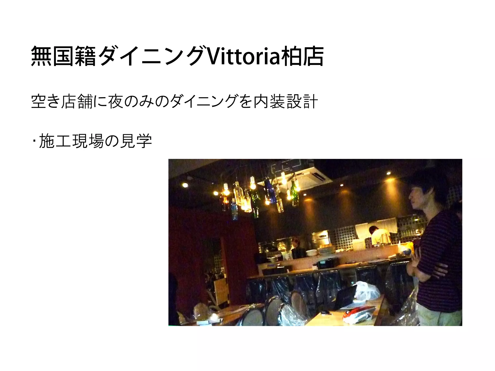 空き店舗に夜のみのダイニングを内装設計

・施工現場の見学
 