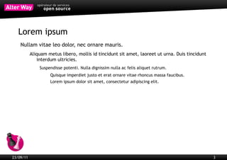 Livre blanc Industrialisation PHP
           Panorama des outils et méthodes
           d'industrialisation des
           développements PHP
           Publié en octobre 2009
           Plus de 2 500 téléchargements




           Téléchargement : http://www.alterway.fr/publications/livre-blanc-industrialisation-php
           Blog           : http://www.industrialisation-php.com/

23/09/11                                                                                            3
 