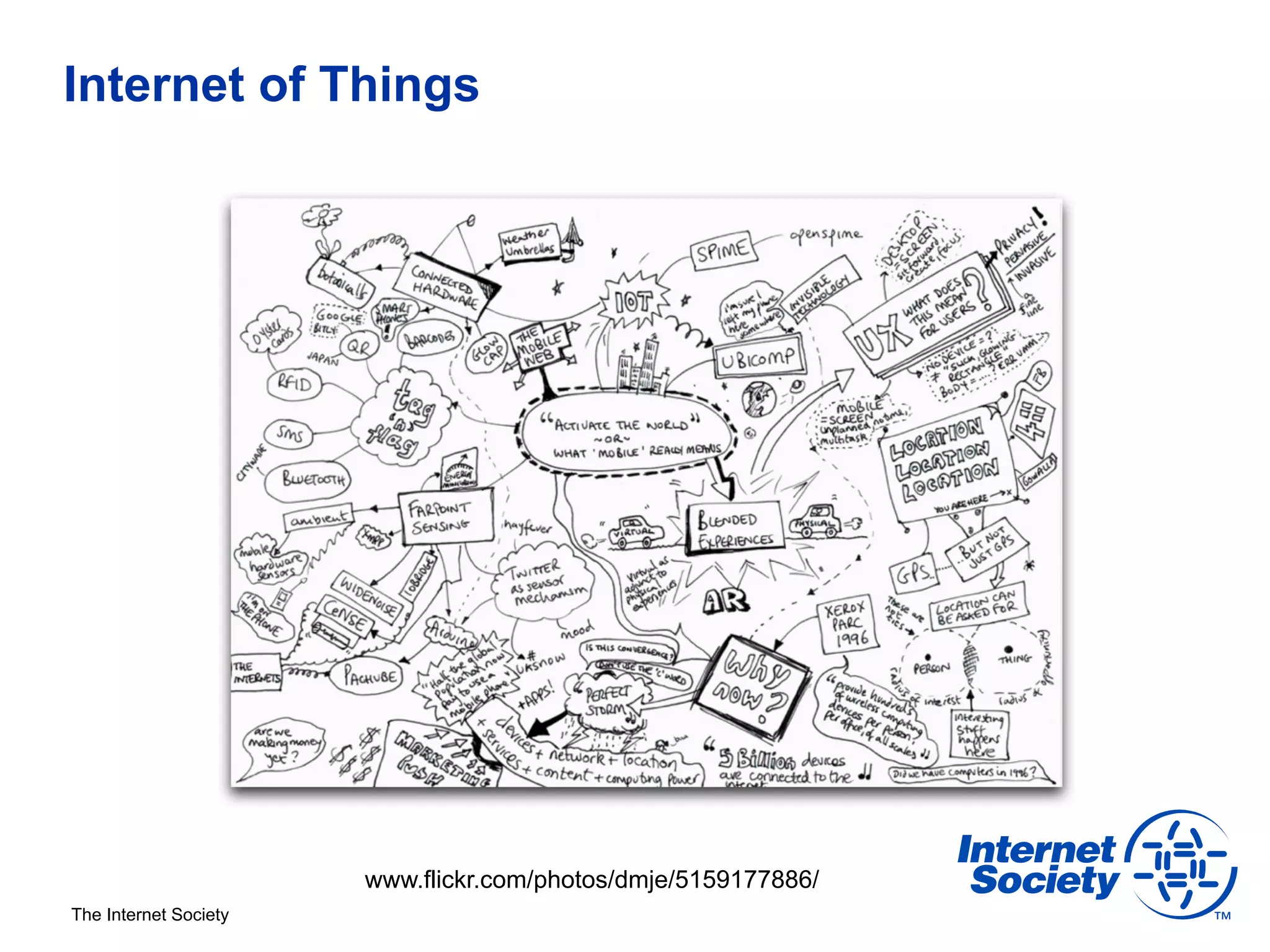 Internet of Things




                       www.flickr.com/photos/dmje/5159177886/
The Internet Society
 