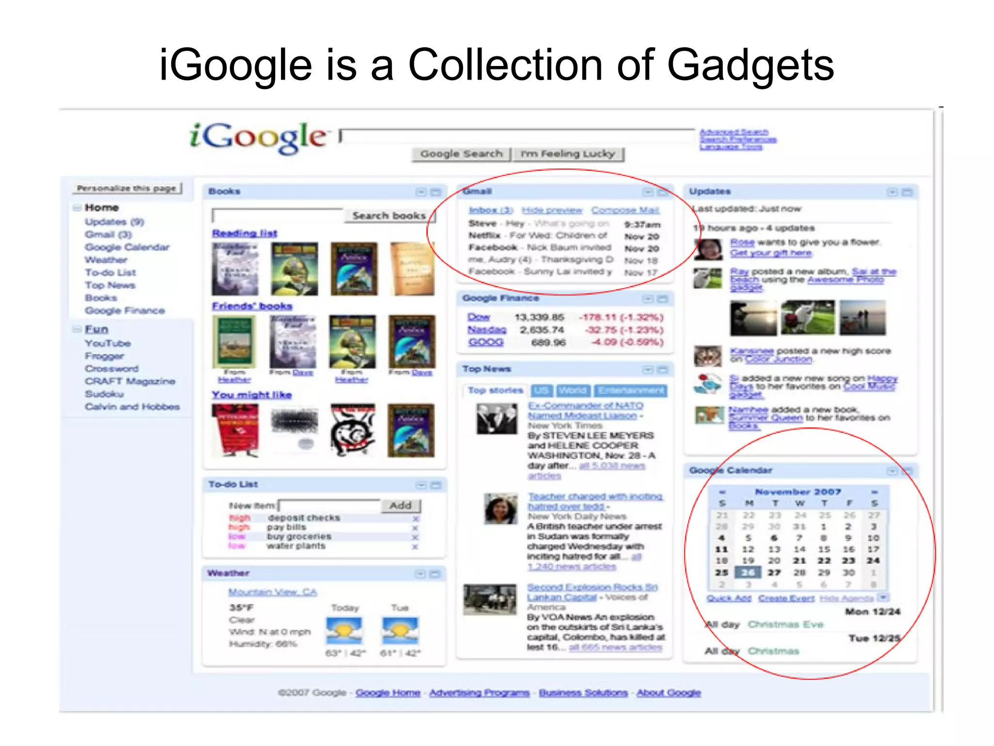 iGoogle is a Collection of Gadgets 