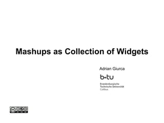 Mashups as Collection of Widgets Adrian Giurca 