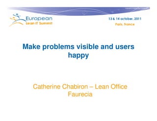 Copyright © Institut Lean France 2011




Make problems visible and users
            happy



  Catherine Chabiron – Lean Office
             Faurecia
 