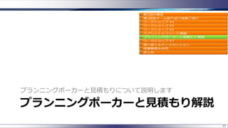 プランニングポーカーと見積もり解説
プランニングポーカーと見積もりについて説明します
33
 
