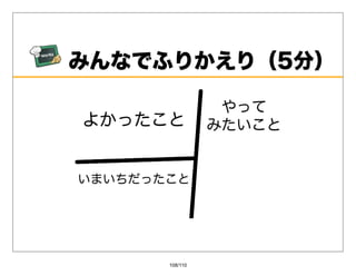 みんなでふりかえり（5分）




     108/110
 