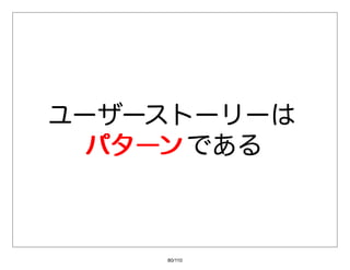 ユーザーストーリーは
  パターン である



    80/110
 