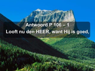 Antwoord P 106 – 1
Looft nu den HEER, want Hij is goed,
 