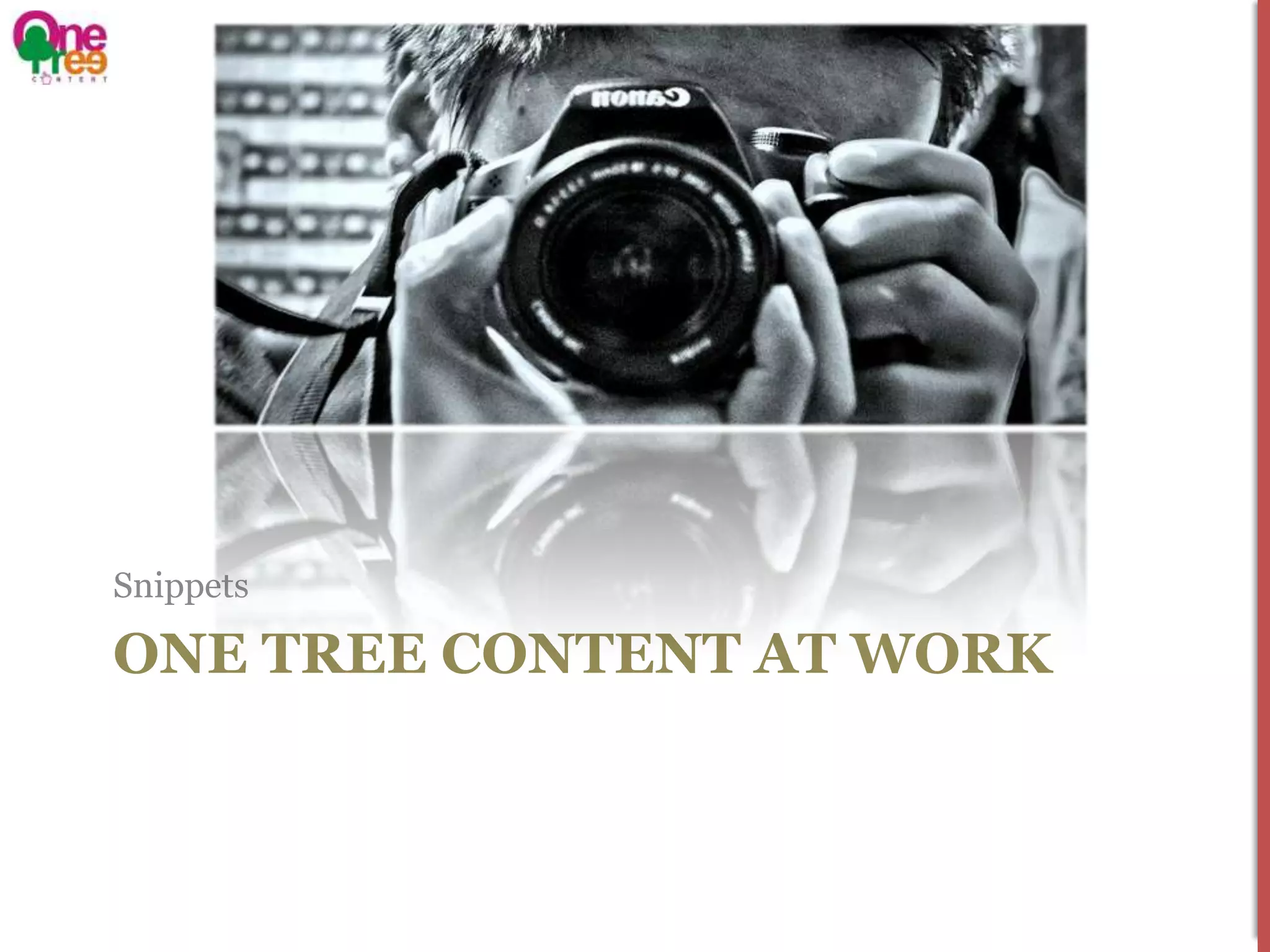 Snippets

ONE TREE CONTENT AT WORK
 