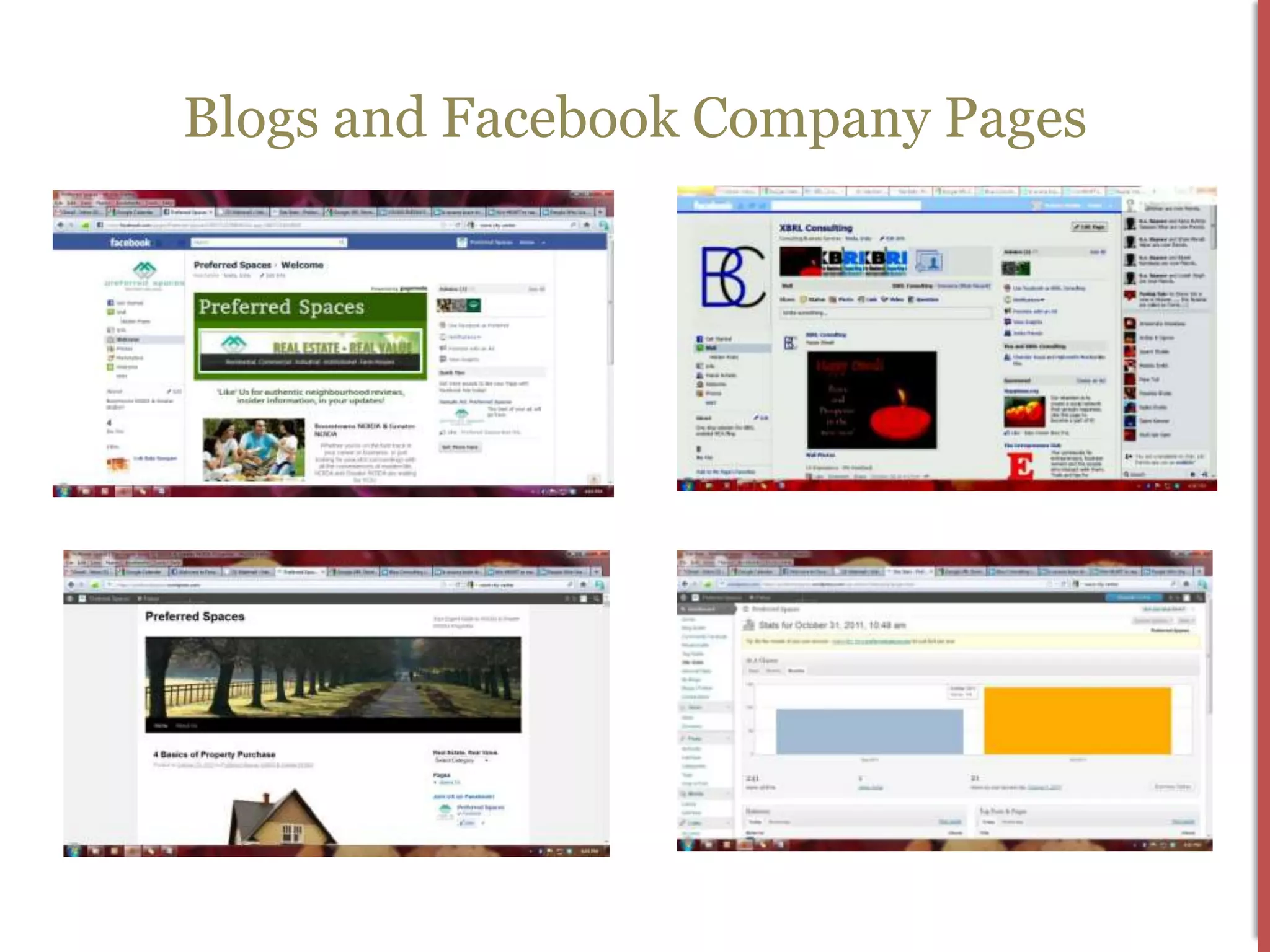 Blogs and Facebook Company Pages
 