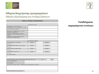 Οδηγός διαχείρισης προγραμμάτων Οδηγός αξιολόγησης και ένταξης δράσεων   Υποδείγματα  παραγόμενων εντύπων 