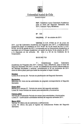 Decreto Calendario Académico 2011