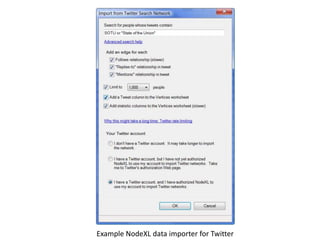 Example NodeXL data importer for Twitter
 
