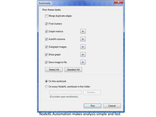 NodeXL Automation makes analysis simple and fast
 