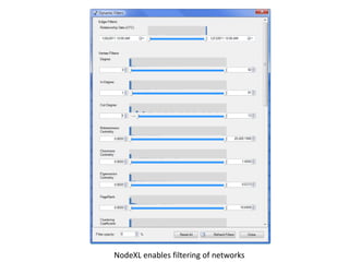 NodeXL enables filtering of networks
 