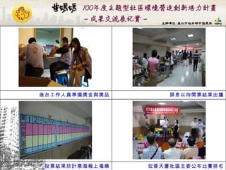 宏普天廈社區主委公布比賽排名 投票結果於計票海報上揭曉 屏息以待開票結果出爐 後台工作人員準備獎金與獎品 