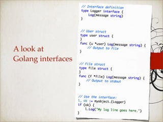 A look at
Golang interfaces
 
