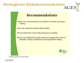 Strategische Risikokommunikation




     DIA Genf, 29.03.2011, Collis Terrence

www.basg.at
 