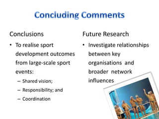 Conclusion In Sports Large-Scale Sport Events: Influences on Sport Development Outcomes | PPTX