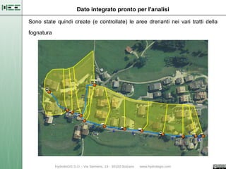 Dato integrato pronto per l'analisi

Sono state quindi create (e controllate) le aree drenanti nei vari tratti della

fognatura
 