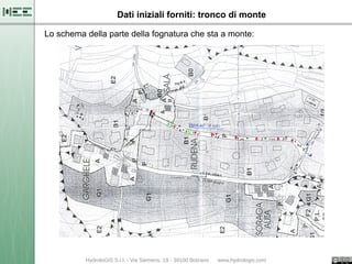 Dati iniziali forniti: tronco di monte

Lo schema della parte della fognatura che sta a monte:
 