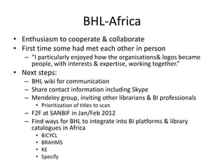Global BHL Activities