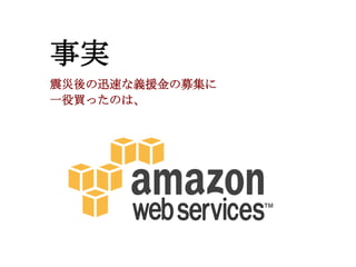 事実
震災後の迅速な義援金の募集に
一役買ったのは、
 