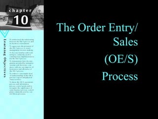 The Order Entry/Sales (OE/S) Process 