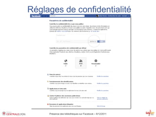 Réglages de confidentialité




     Présence des bibliothèques sur Facebook – 8/12/2011
 