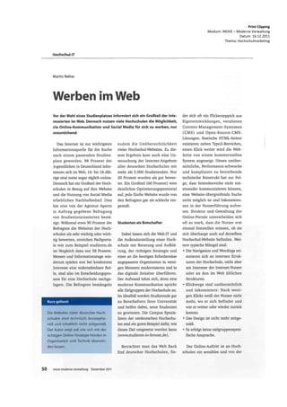 Print Clipping
Medium: MOVE – Moderne Verwaltung
                 Datum: 16.12.2011
         Thema: Hochschulmarketing
 
