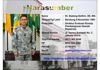 Nama                       : Dr Dadang Solihin, SE, MA
                                Dr.       Solihin SE
   Tempat/Tgl ...