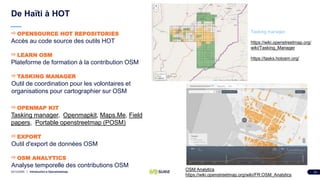 La Gouvernance du projet OSM
Contributeurs
Associations
Fondation
Évènements
5.
02/12/2020 Introduction à Openstreetmap 27
 