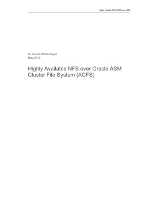 ORACLE HA NFS over Oracle ASM | PDF