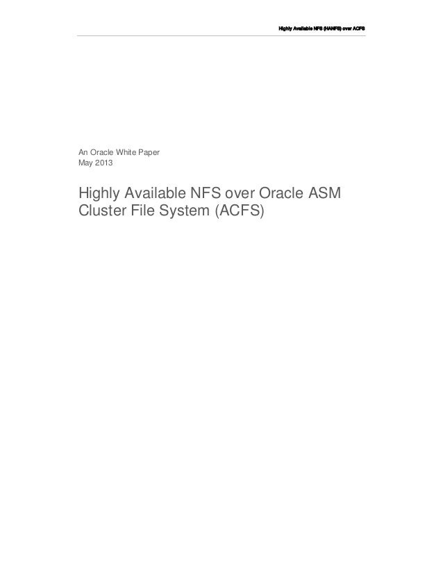 Oracle Ha Nfs Over Oracle Asm