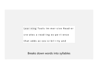 Breaks down words into syllables
 