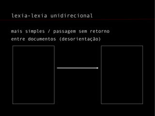 lexia-lexia unidirecional mais simples / passagem sem retorno entre documentos (desorientação) 