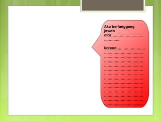 Aku bertanggung
jawab
atas………………………
………….
Karena……………………
……………………………
……………………………
……………………………
……………………………
……………………………
……………………………
……………………………
……………………………
……………………………
……………………………
……………………………
……………………………
……………………………
 