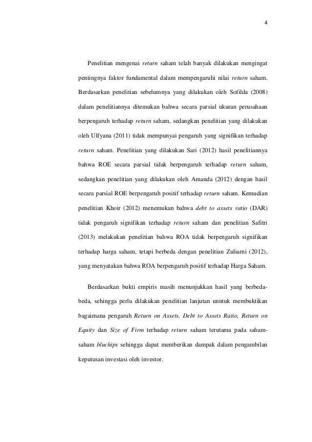ANALISIS PENGARUH RETURN ON ASSETS, DEBT TO ASSETS RATIO 