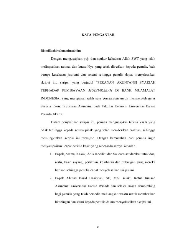 Peranan Akuntansi Syariah Terhadap Pembiayaan Mudharabah Di Bank Muam