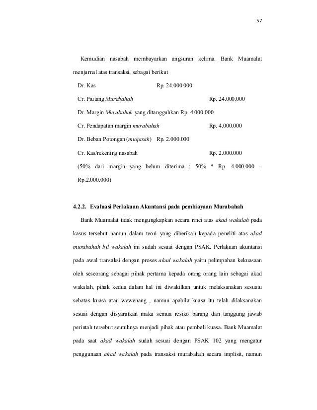 Perlakuan Akuntansi Dalam Pembiayaan Murabahah Di Bank Muamalat